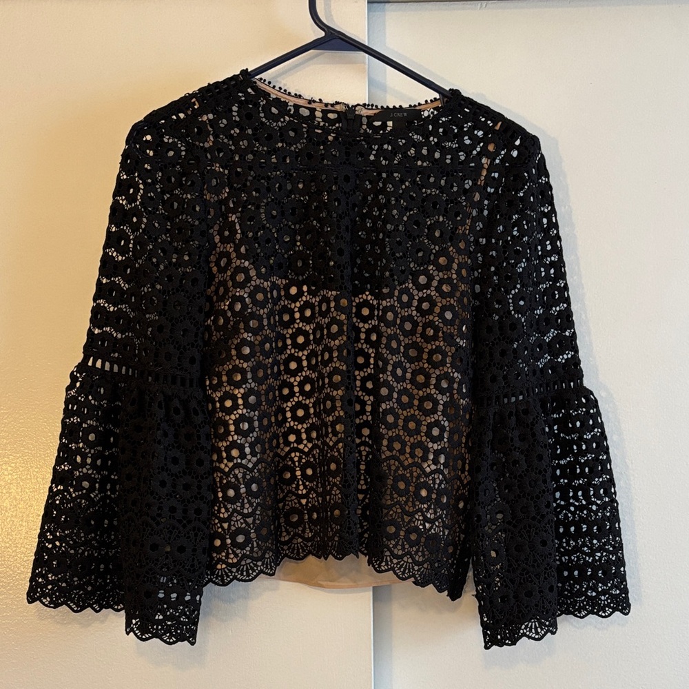 J. Crew Black Lace Blouse with built in cami